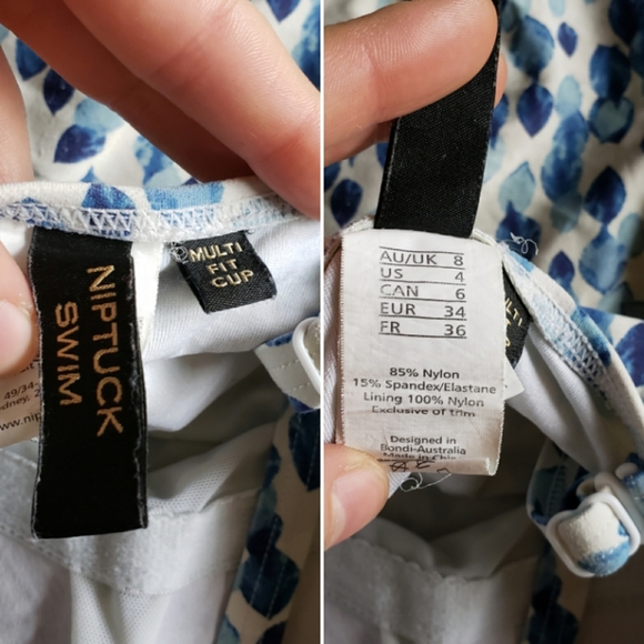 Niptuck one piece swim suit S/4 ruched blue ruched - Picture 2 of 3